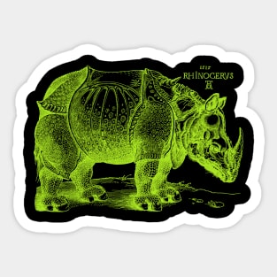 Albrecht Durer's Rhinoceros in Lime Green Sticker